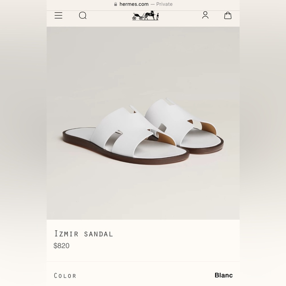 Hermes Mens blanc Izmir size 40.5